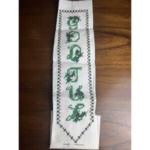Vintage ‘God Jul’ Norwegian/Swedish Bell Pull Cross Stitch Partially Completed